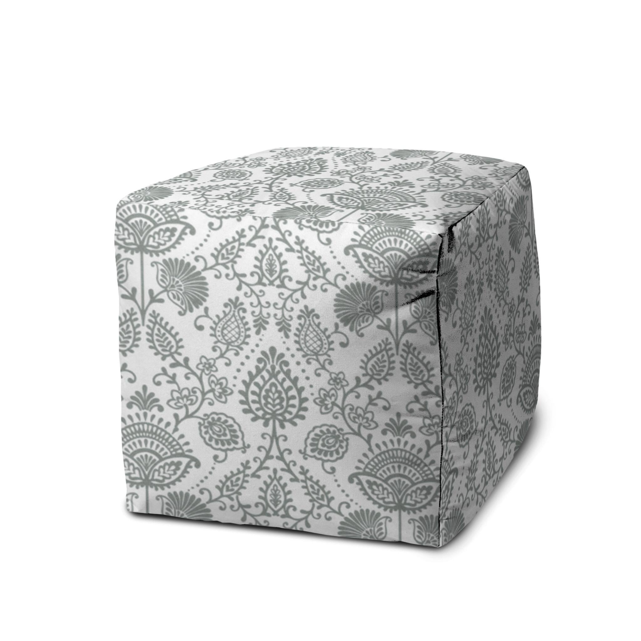 17" Grey 100 Polyester Cube Indoor Outdoor Pouf Ottoman 6' x 7
